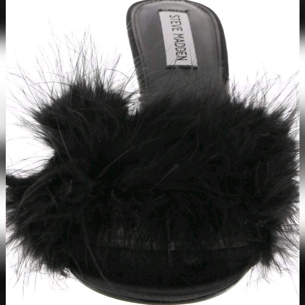 Steve Madden Black Fantasy Fur Women's Mules